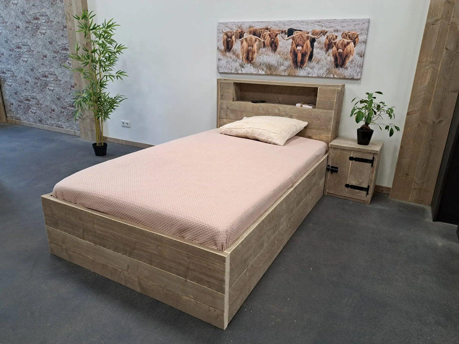 Steigerhouten tweepersoonsbed Laura