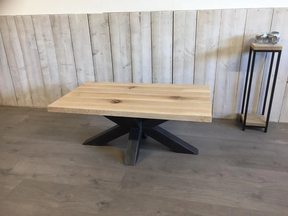 Eiken salontafel met matrix poot Meubelmakerij van Ommen