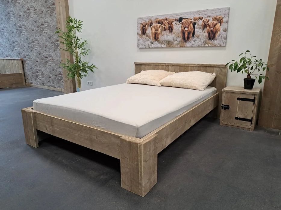Steigerhouten tweepersoonsbed Emma