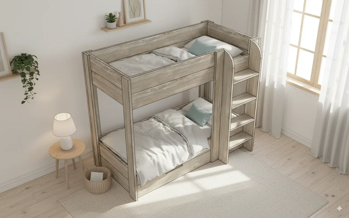 Steigerhouten stapelbed Casper