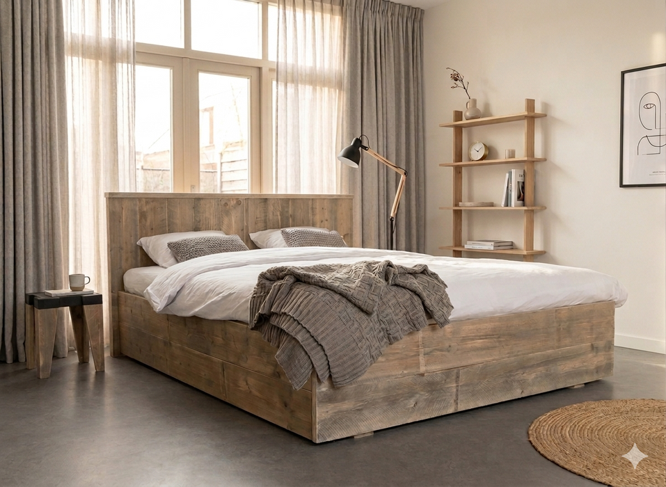 Steigerhouten tweepersoonsbed Gerjanne